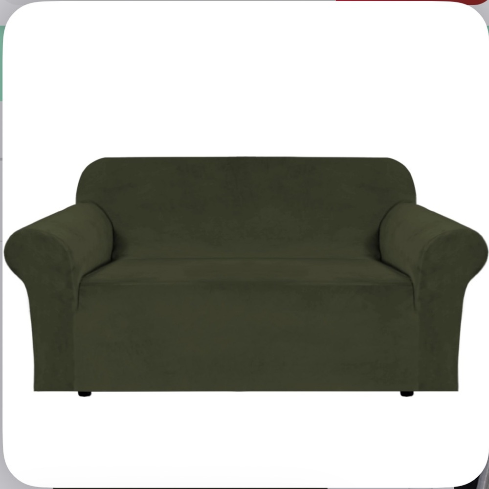 Olive Green VELVET Sofa Slipcover-LOVESEAT